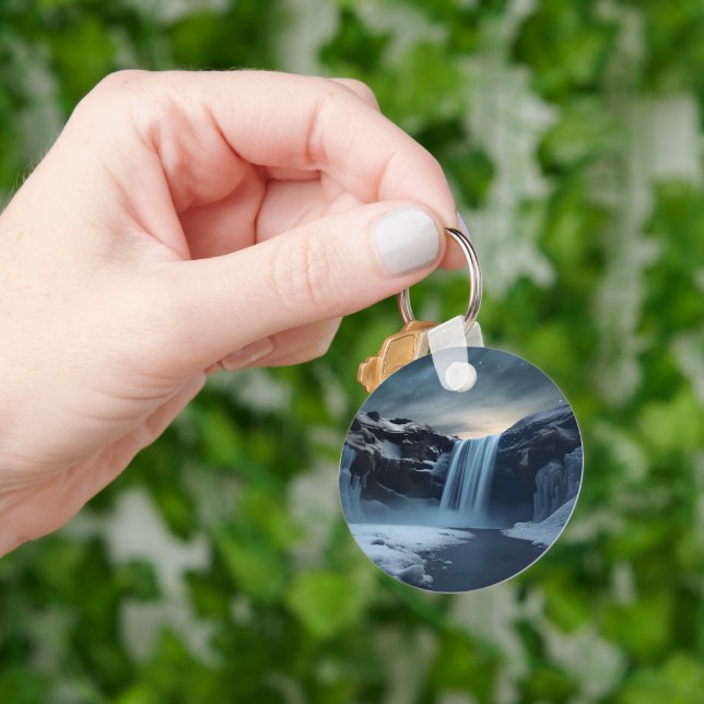 Iceland waterfall landscape keychain (Hand)