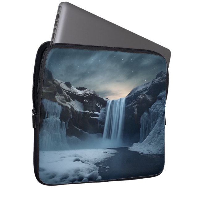 Iceland waterfall landscape laptop sleeve (Front Right)
