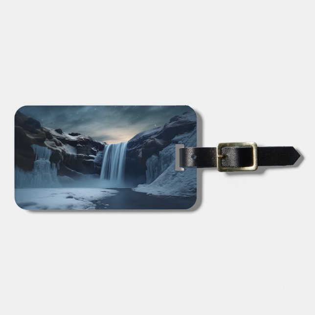 Iceland waterfall landscape luggage tag (Front Horizontal)