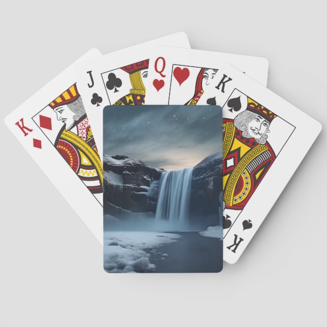 Iceland waterfall landscape poker cards (Back)