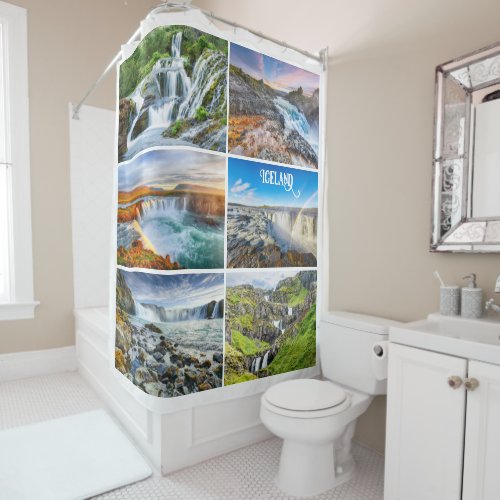 Iceland Waterfalls Shower Curtain