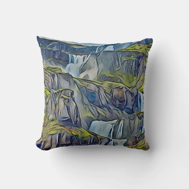 Iceland Waterfalls Throw Pillow (Front)