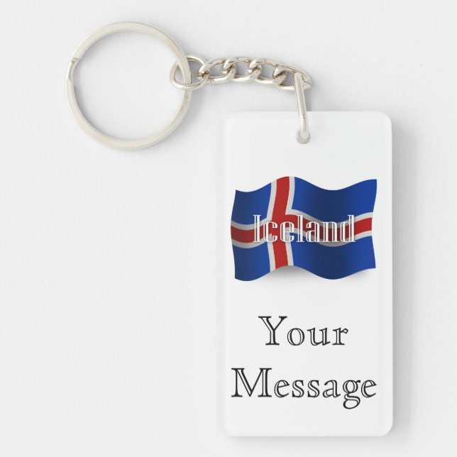 Iceland Waving Flag Keychain (Front)