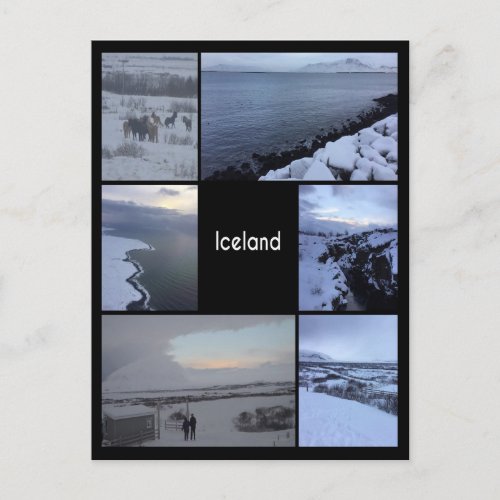 Iceland Winter Landscape Collage Postcard