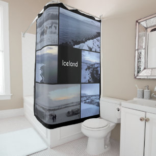 Iceland Winter Landscape Collage Shower Curtain