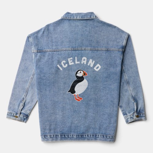 Iceland With Puffin Bird  Denim Jacket