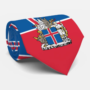 Icelander Flag & Coat of Arms, Flag of Iceland Neck Tie