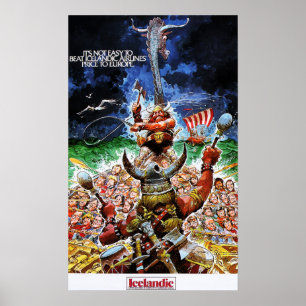 ICELANDIC AIRLINES Vikings Low Fare Europe Retro Poster