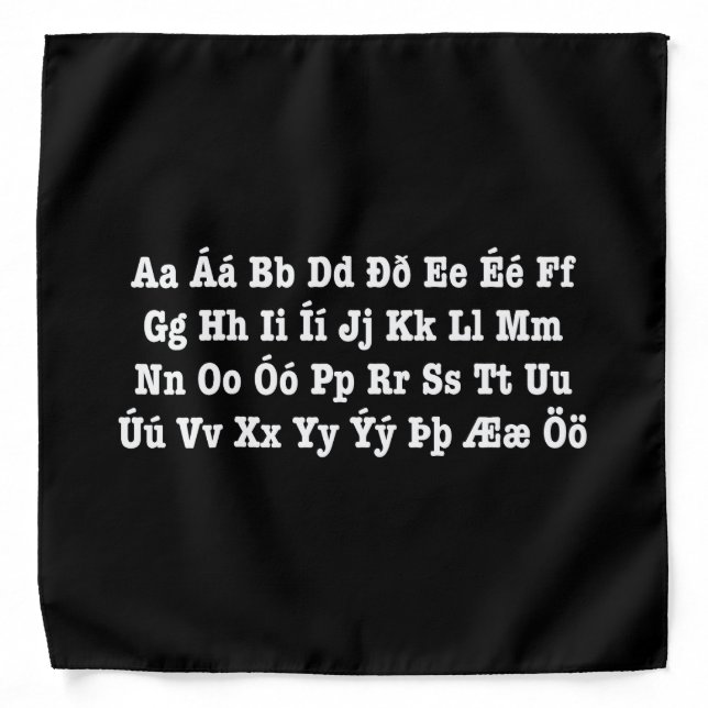 Icelandic Alphabet [Íslenska Stafrófið] Bandana (Front)