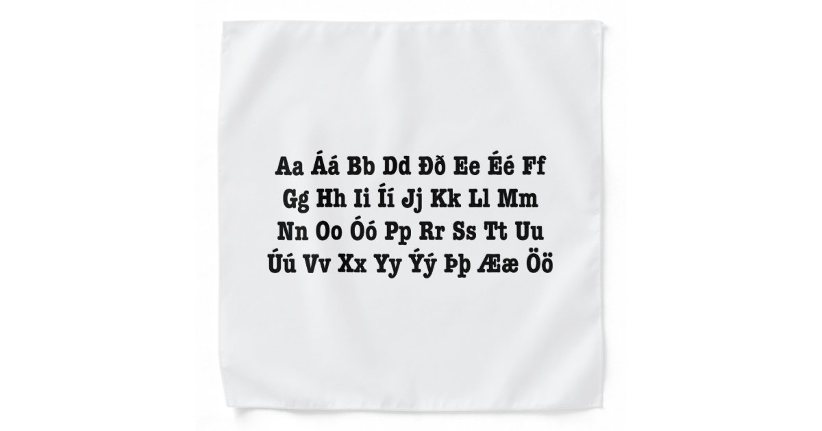 Icelandic Alphabet [Íslenska Stafrófið] Bandana | Zazzle