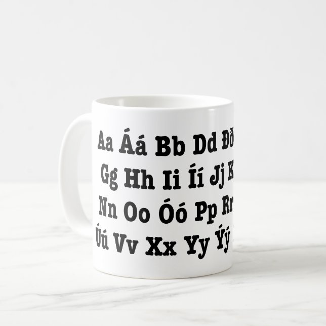 Icelandic Alphabet [Íslenska Stafrófið] Coffee Mug (Front Left)
