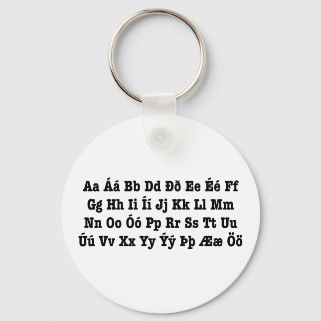 Icelandic Alphabet [Íslenska Stafrófið] Keychain (Front)