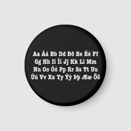 Icelandic Alphabet slenska Stafrfi Magnet