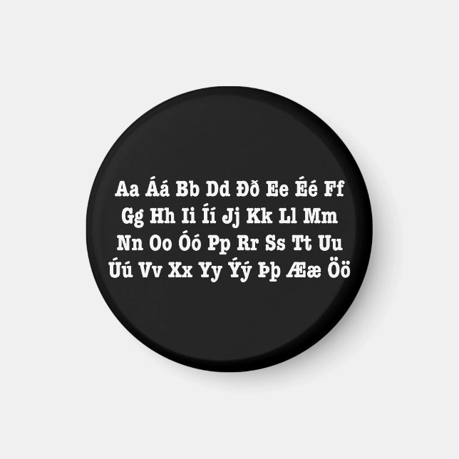 Icelandic Alphabet [Íslenska Stafrófið] Magnet (Front)