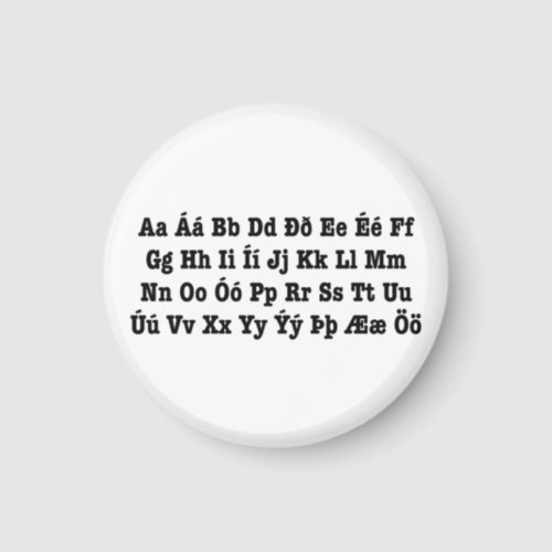 Icelandic Alphabet slenska Stafrfi Magnet