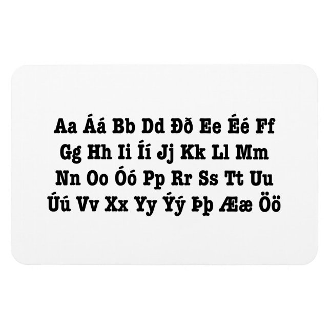 Icelandic Alphabet [Íslenska Stafrófið] Magnet (Horizontal)