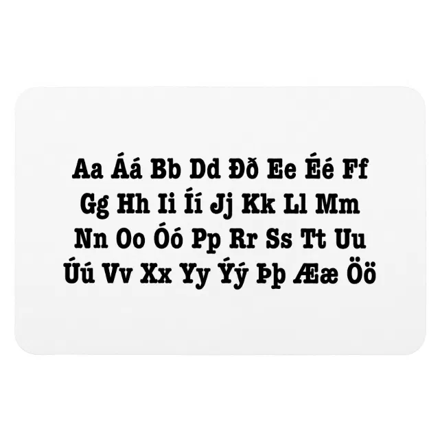 Icelandic Alphabet [Íslenska Stafrófið] Magnet | Zazzle