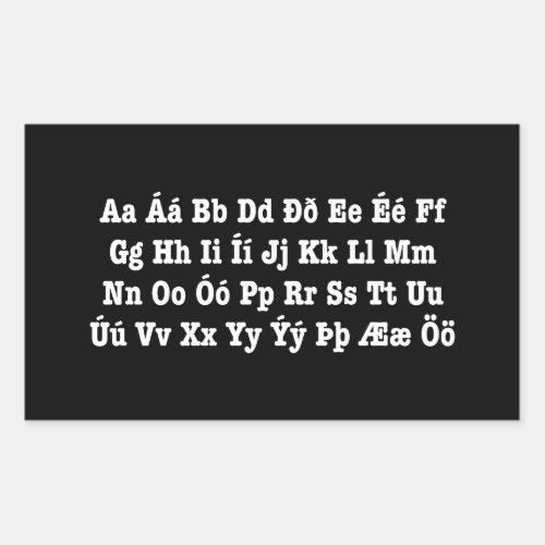 Icelandic Alphabet slenska Stafrfi Rectangular Sticker