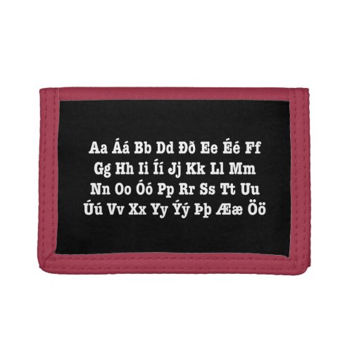 Icelandic Alphabet slenska Stafrfi Trifold Wallet