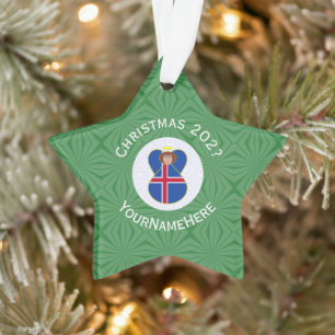 Icelandic Angel Christmas Flag Personalized  Ornament