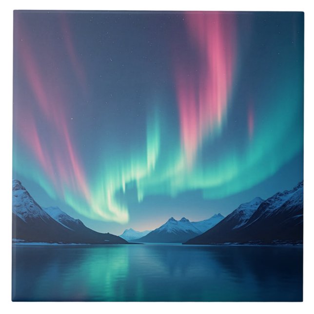 Icelandic Aurora Ceramic Tile (Front)