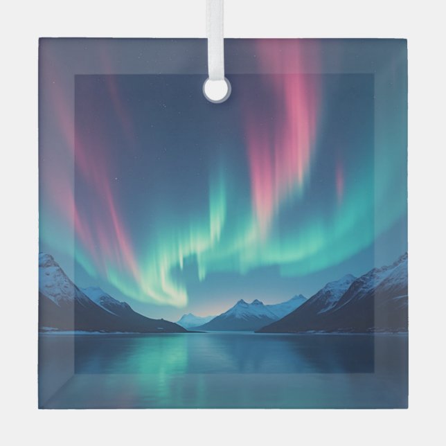 Icelandic Aurora Glass Ornament (Front)