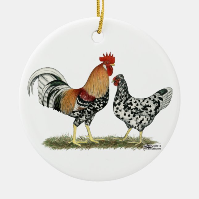 Icelandic Chickens Ceramic Ornament (Front)