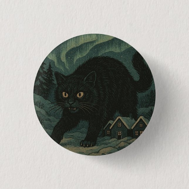 Icelandic Christmas yule Cat  Button (Front)