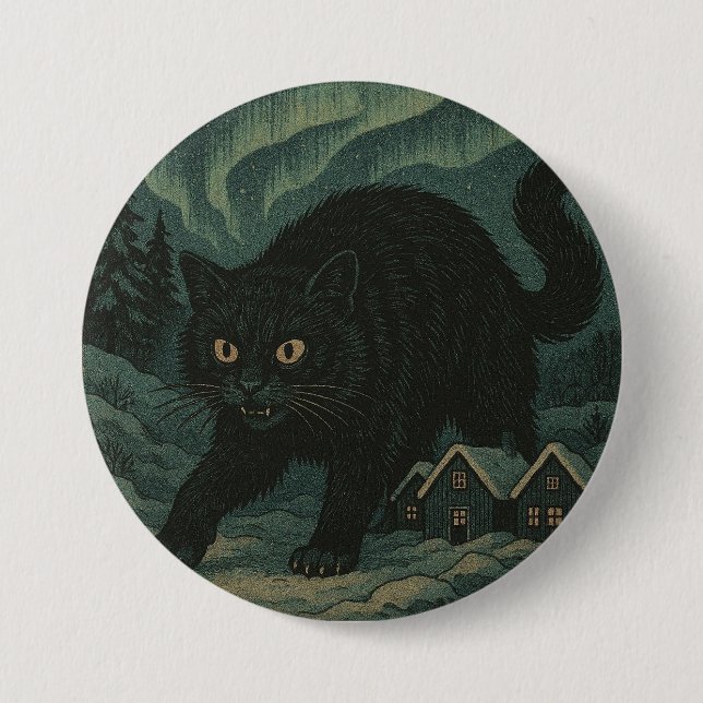 Icelandic Christmas yule Cat  Button (Front)
