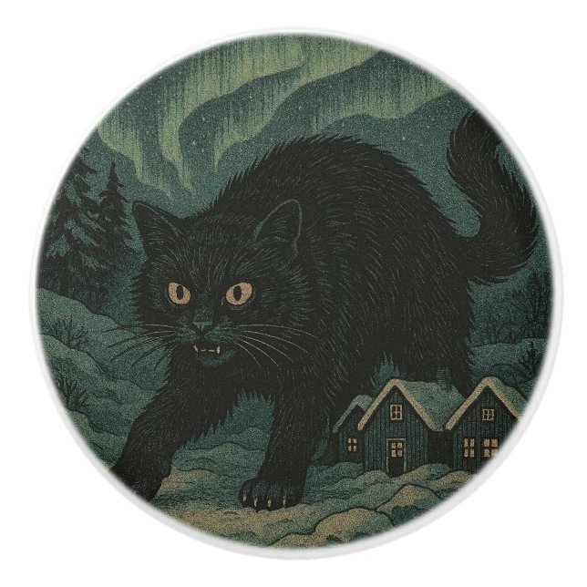 Icelandic Christmas yule Cat  Ceramic Knob (Front)