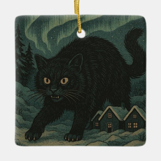 Icelandic Christmas yule Cat  Ceramic Ornament (Front)