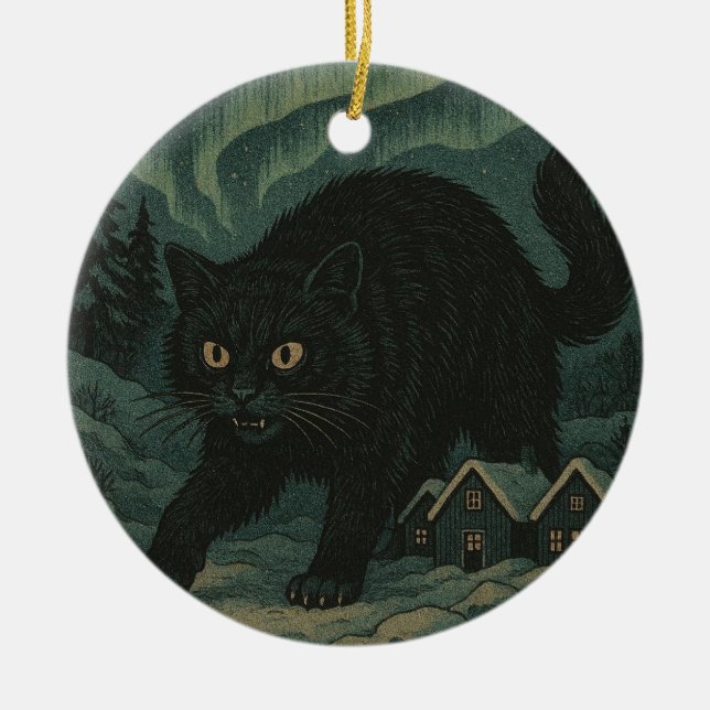 Icelandic Christmas yule Cat  Ceramic Ornament (Front)