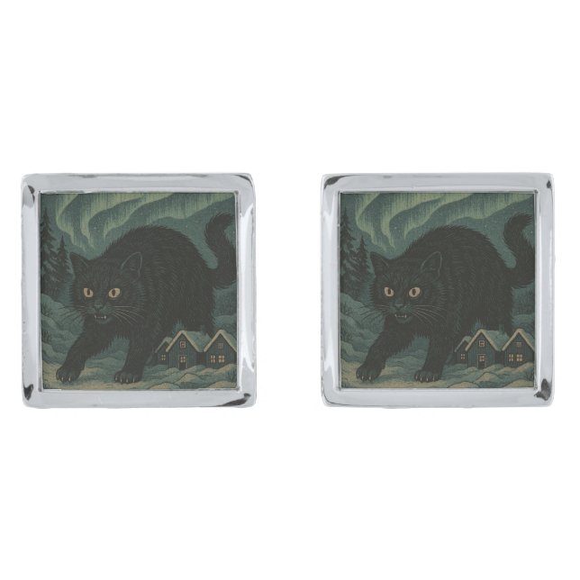Icelandic Christmas yule Cat  Cufflinks (Front)