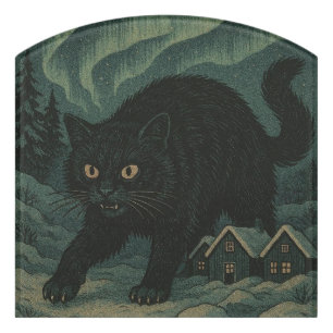Icelandic Christmas yule Cat  Door Sign