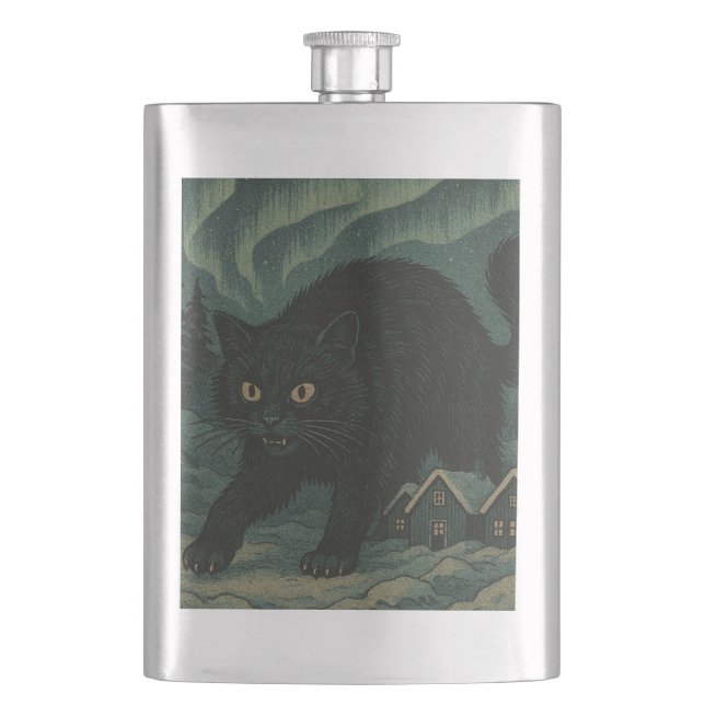Icelandic Christmas yule Cat  Flask (Front)