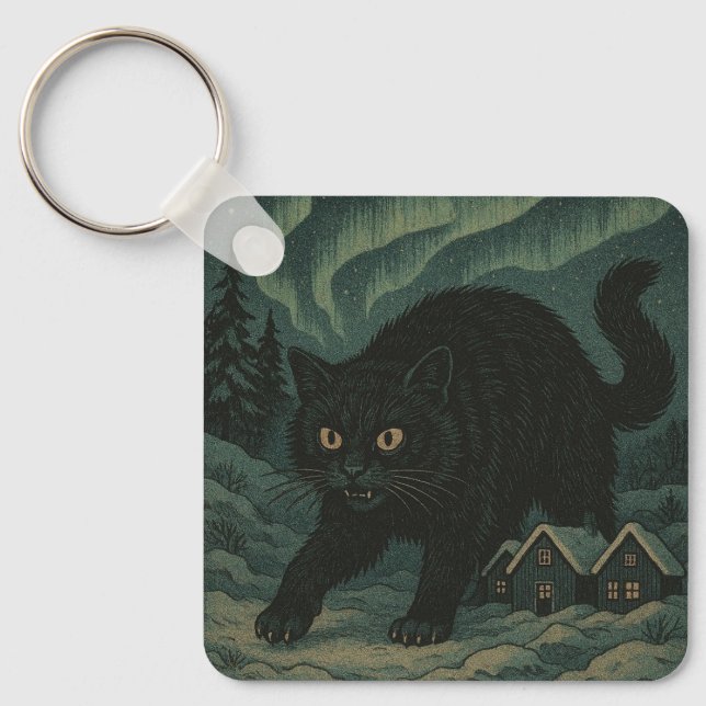 Icelandic Christmas yule Cat  Keychain (Front)