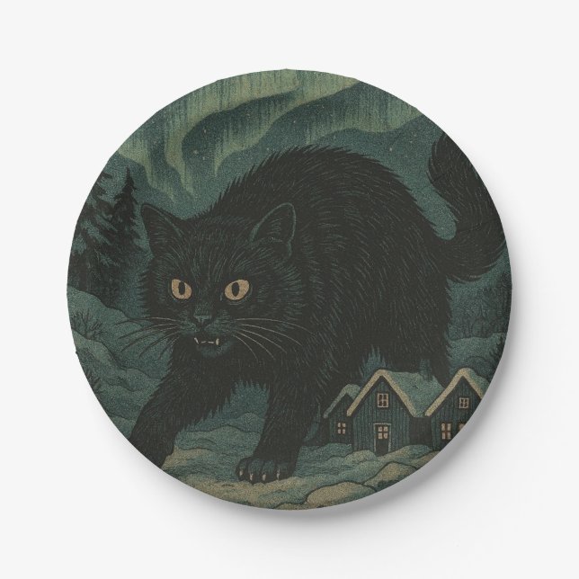 Icelandic Christmas yule Cat  Paper Plates (Front)