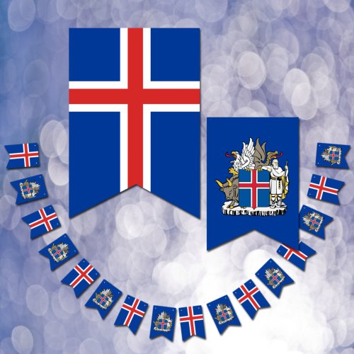 Icelandic flag banners Emblem Iceland party