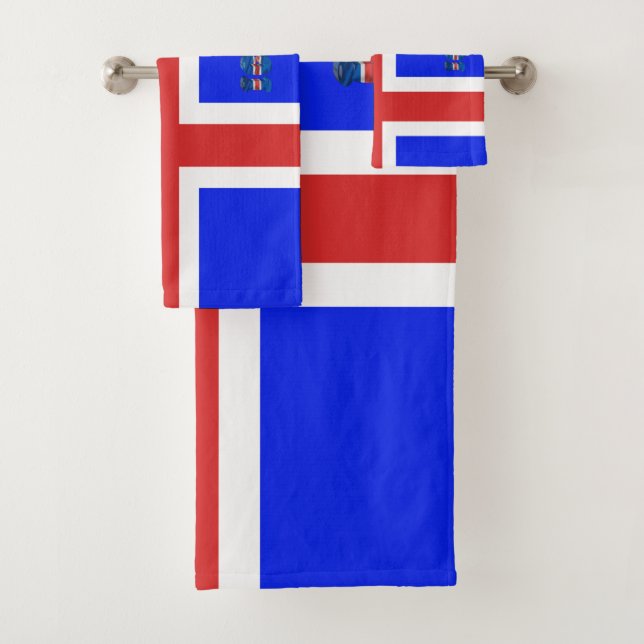 Icelandic flag bath towel set (Insitu)