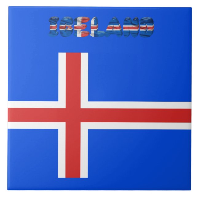 Icelandic flag ceramic tile (Front)