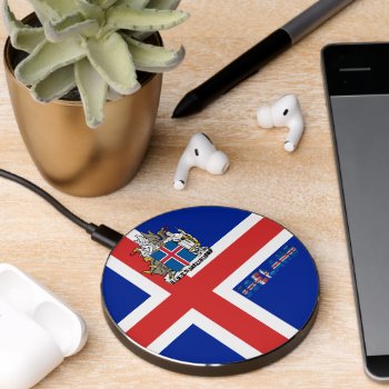 Icelandic Flag-coat Of Arms Wireless Charger by Pir1900 at Zazzle