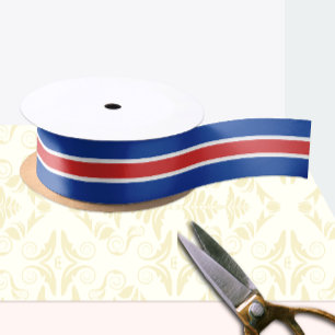 Icelandic flag colours ribbon, Iceland /sports Satin Ribbon