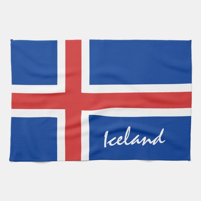 Icelandic flag & Iceland holiday/sports fans Kitchen Towel (Horizontal)