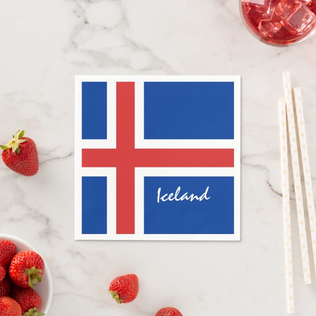 Icelandic flag & Iceland holiday/sports fans Napkins (Insitu)
