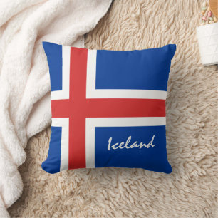 Icelandic flag & Iceland holiday/sports fans Throw Pillow