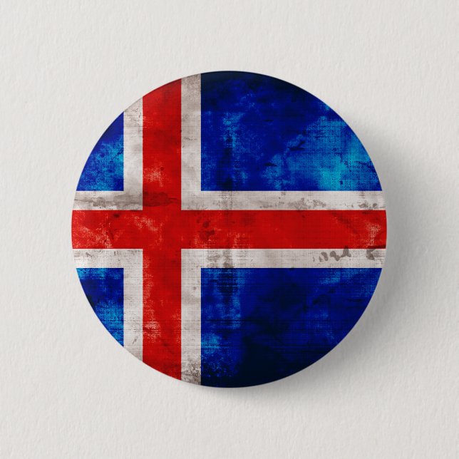 Icelandic Flag Pinback Button (Front)