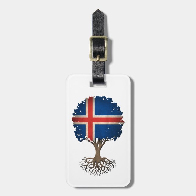 Icelandic Flag Tree of Life Customizable Luggage Tag (Front Vertical)
