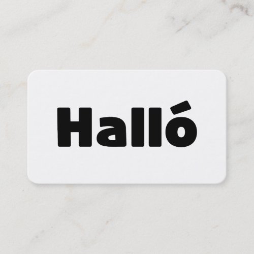 Icelandic Hall  Hello  slenska Language Business Card