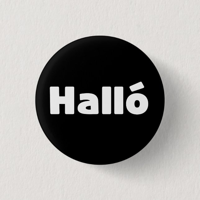 Icelandic Halló { Hello ) Íslenska Language Button (Front)