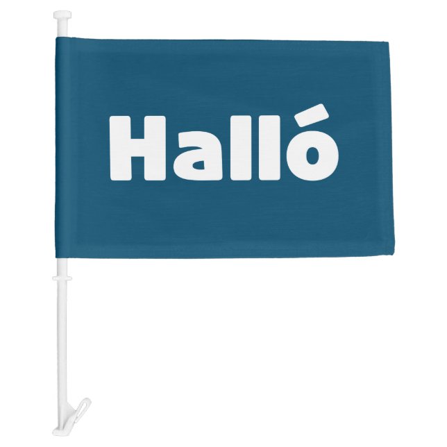 Icelandic Halló { Hello ) Íslenska Language Car Flag (Front)